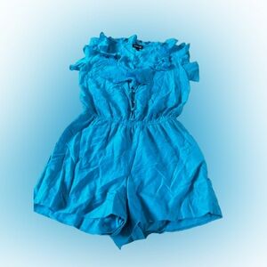 Bebe Vibrant Blue Ruffled Romper - Size Small